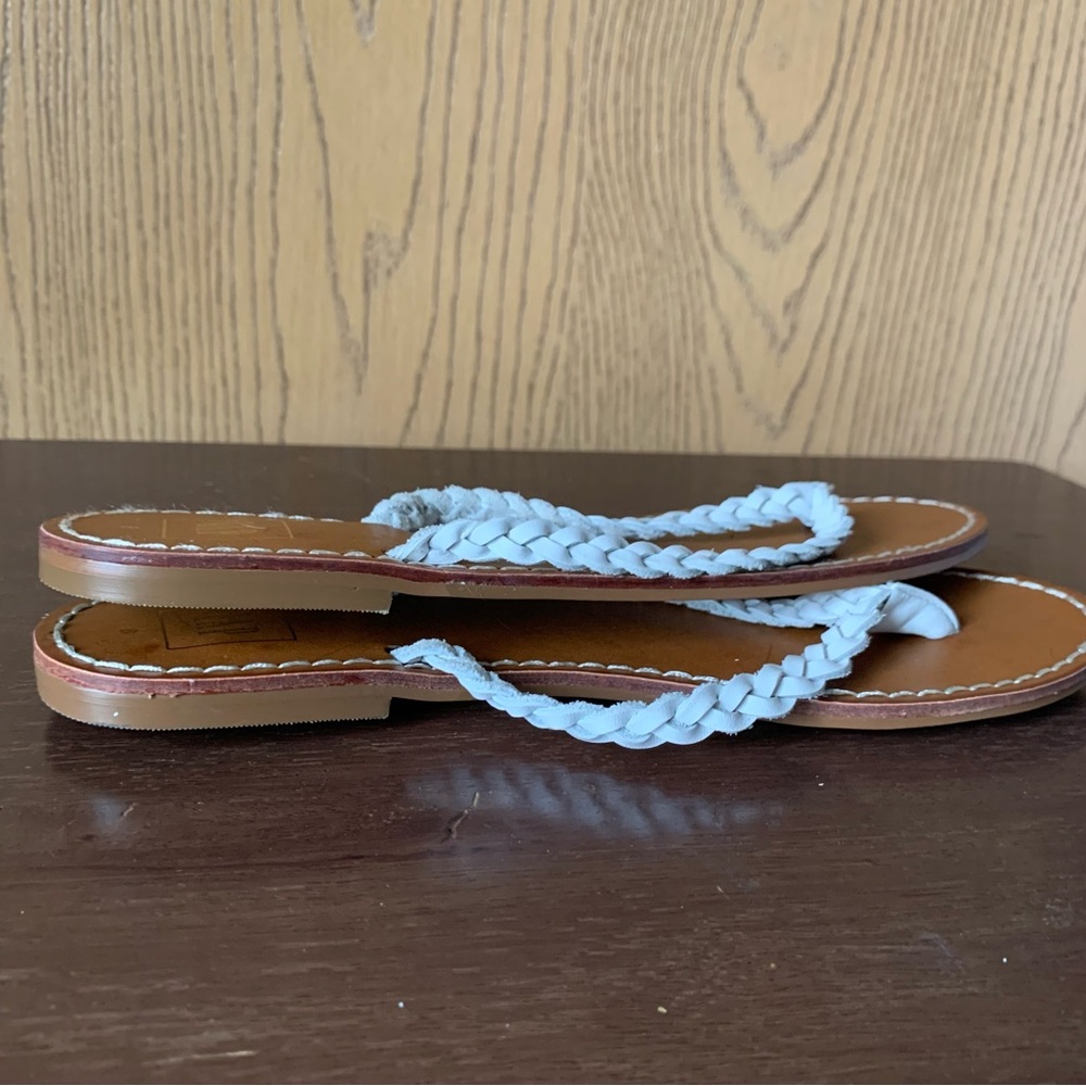 GAP Women’s Braided Leather Thong Sandals 8 Brown and White Like New Chanclas - Picture 8 of 8